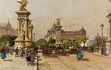 Eugene Galien-Laloue Le pony Alexandre III et le grand palais painting